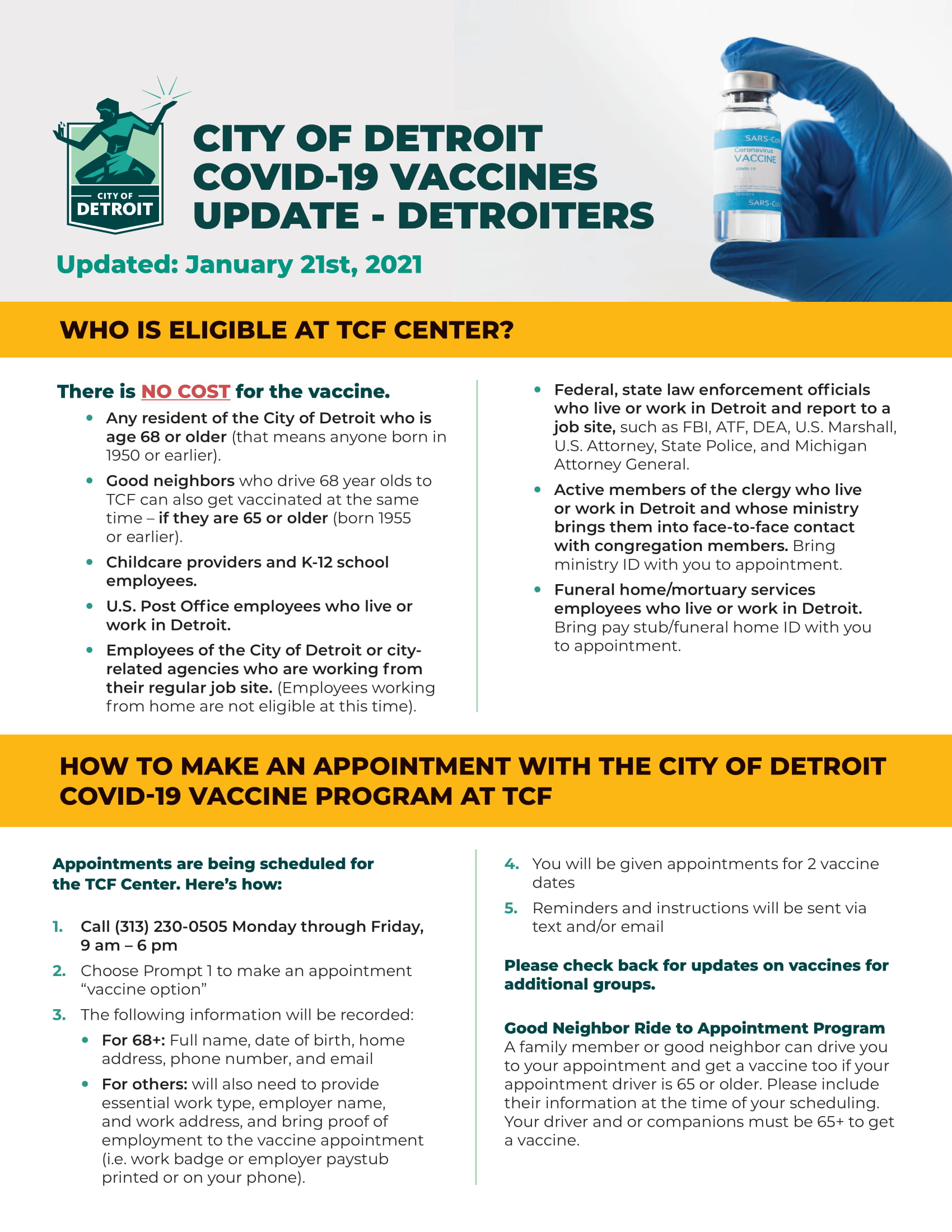 COVID19 Vaccine Latest Updates City of Detroit